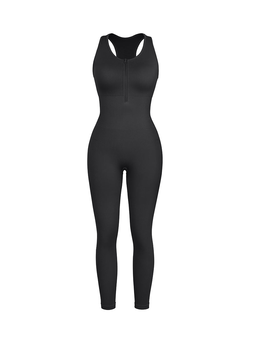 Seamless Ribbed Full-Length Shaping Catsuit - Auxieswear