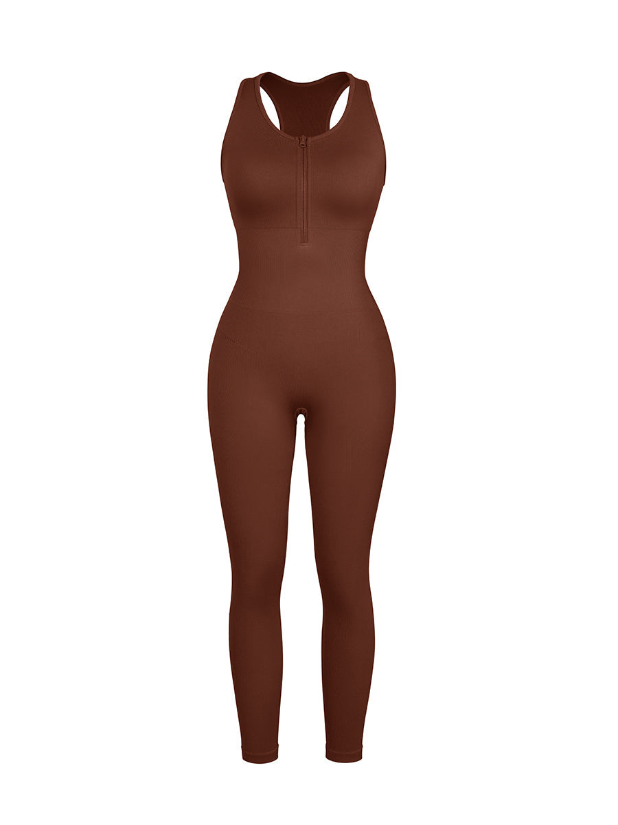 Seamless Ribbed Full-Length Shaping Catsuit - Auxieswear