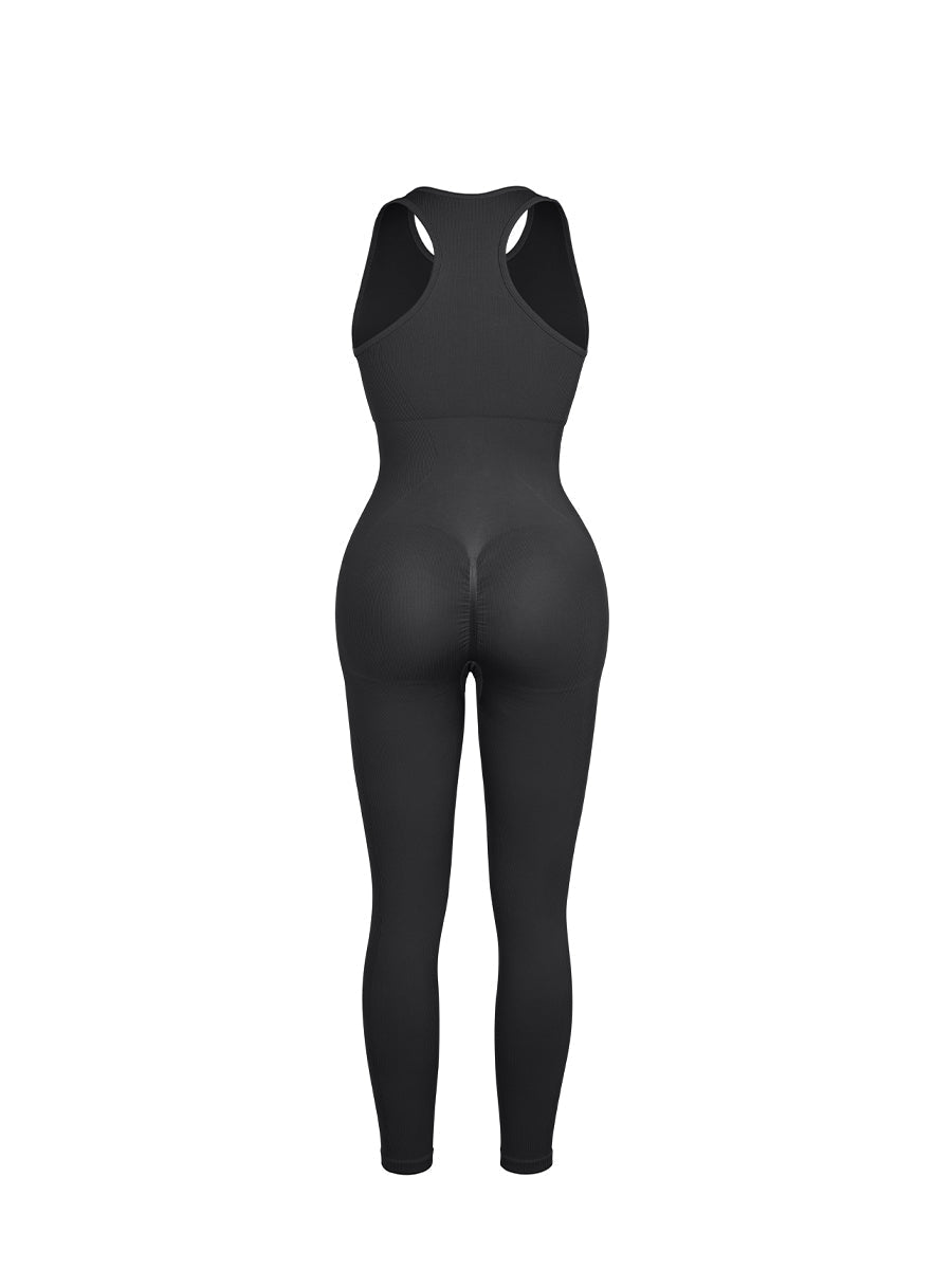 Seamless Ribbed Full-Length Shaping Catsuit - Auxieswear