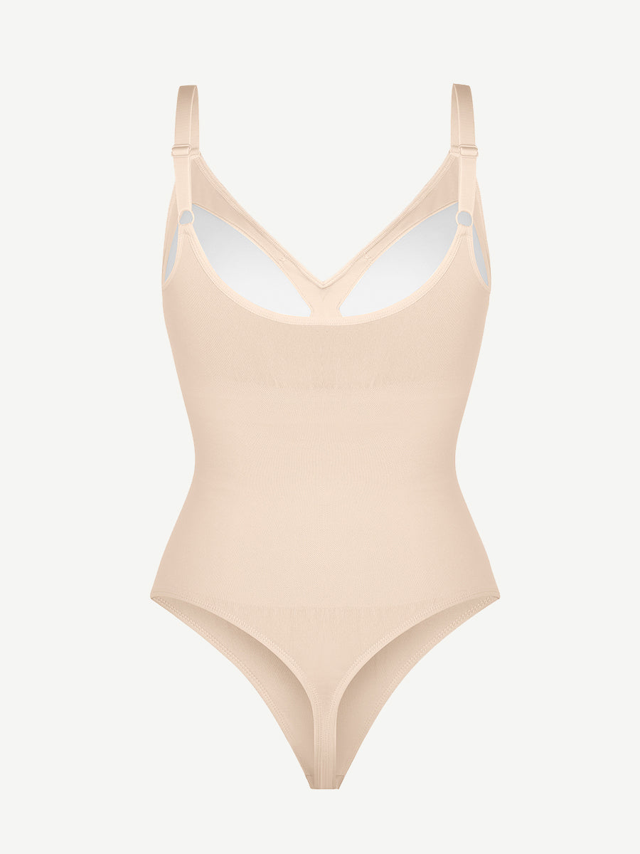 Scoop Back Tummy Control Bodysuit with Built-in Bra