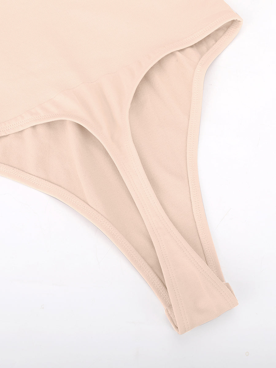 Scoop Back Tummy Control Bodysuit with Built-in Bra - Auxieswear