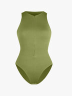 Stretch Knit Zip-Up Sleeveless Bodysuit