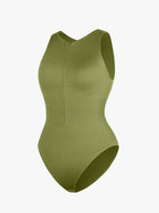 Stretch Knit Zip-Up Sleeveless Bodysuit