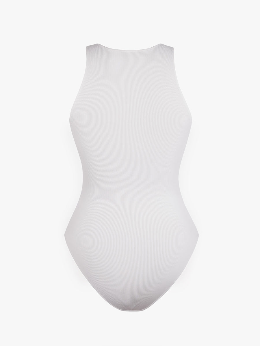 Stretch Knit Zip-Up Sleeveless Bodysuit