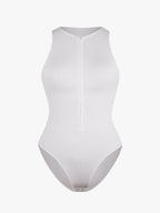 Stretch Knit Zip-Up Sleeveless Bodysuit