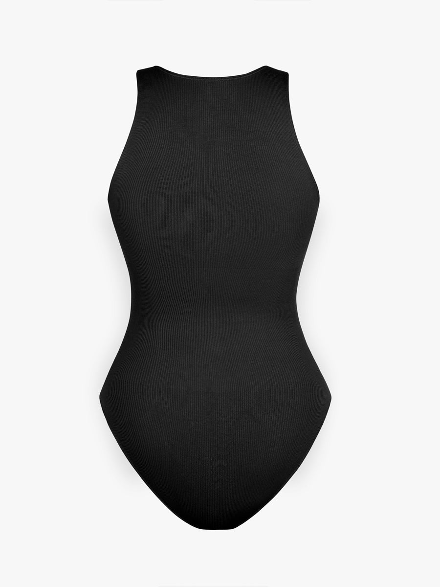 Stretch Knit Zip-Up Sleeveless Bodysuit