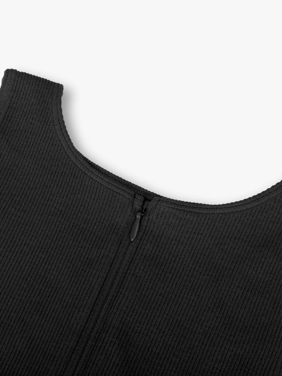 Stretch Knit Zip-Up Sleeveless Bodysuit