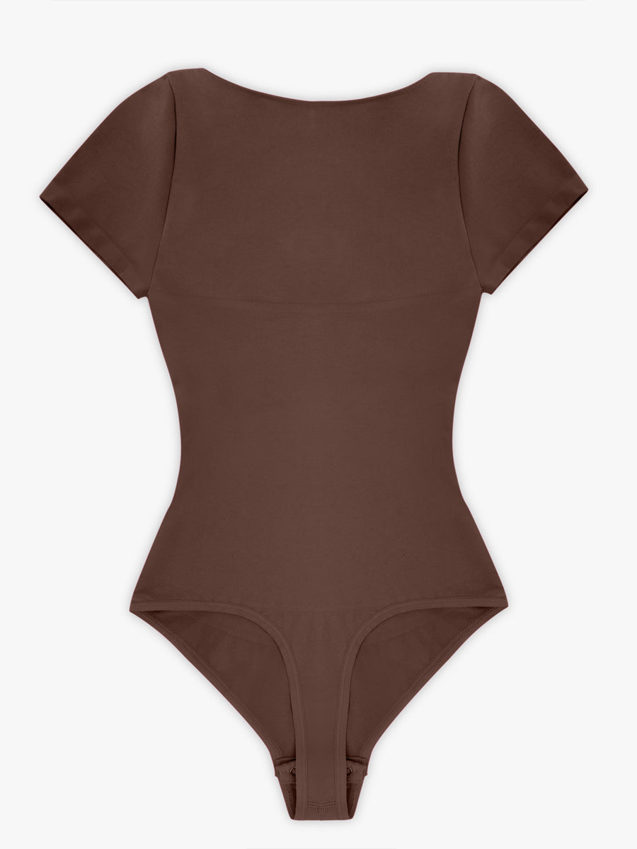 cap sleeves Bust and Waist Control Bodysuit - Auxieswear
