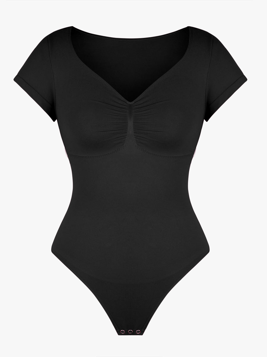 cap sleeves Bust and Waist Control Bodysuit - Auxieswear