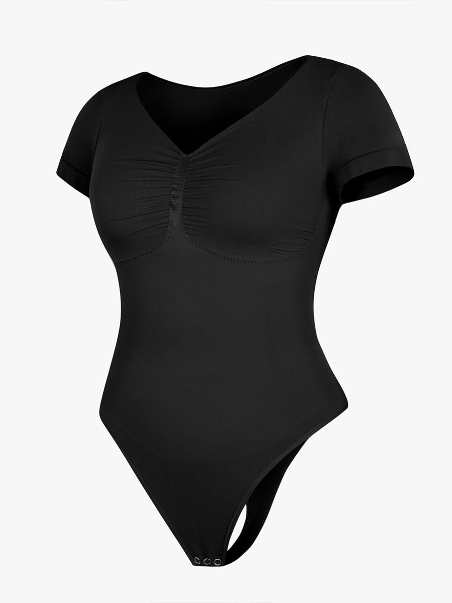 cap sleeves Bust and Waist Control Bodysuit - Auxieswear