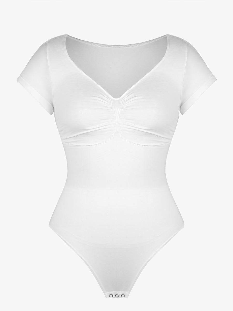 cap sleeves Bust and Waist Control Bodysuit - Auxieswear