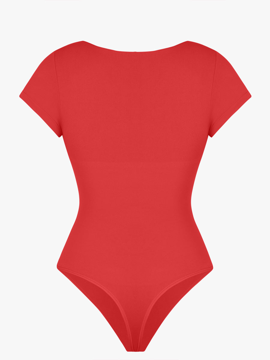 cap sleeves Bust and Waist Control Bodysuit - Auxieswear