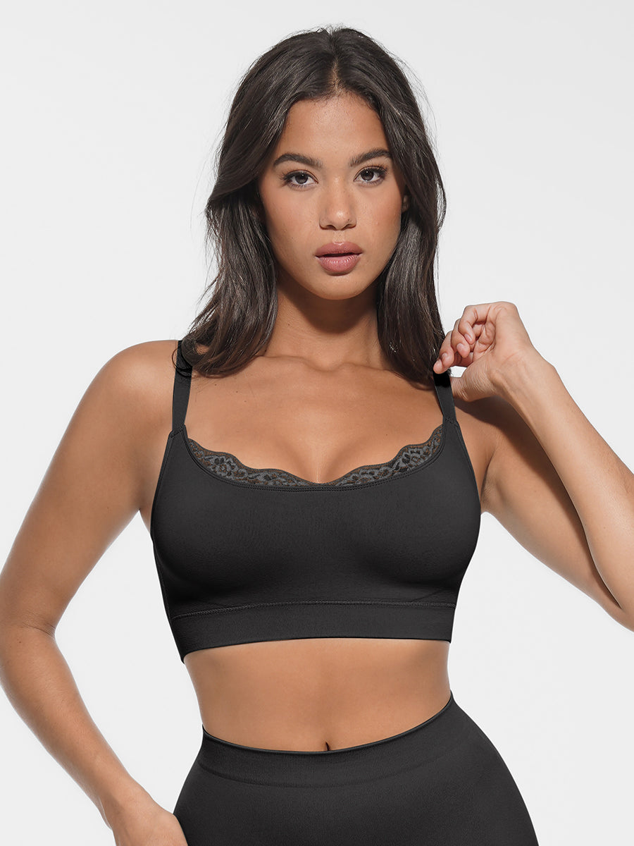 Scoop Neck Bralette with Smooth Back & Adjustable Straps - Auxieswear