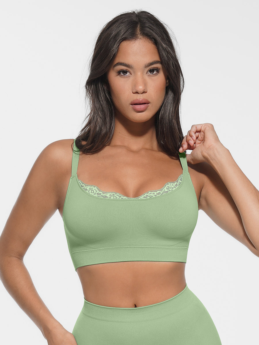 Scoop Neck Bralette with Smooth Back & Adjustable Straps - Auxieswear