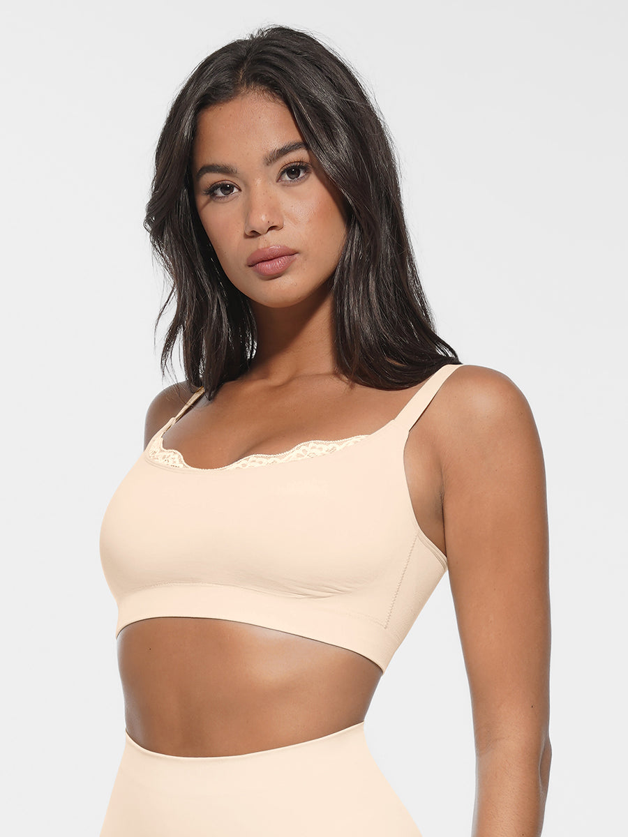 Scoop Neck Bralette with Smooth Back & Adjustable Straps - Auxieswear