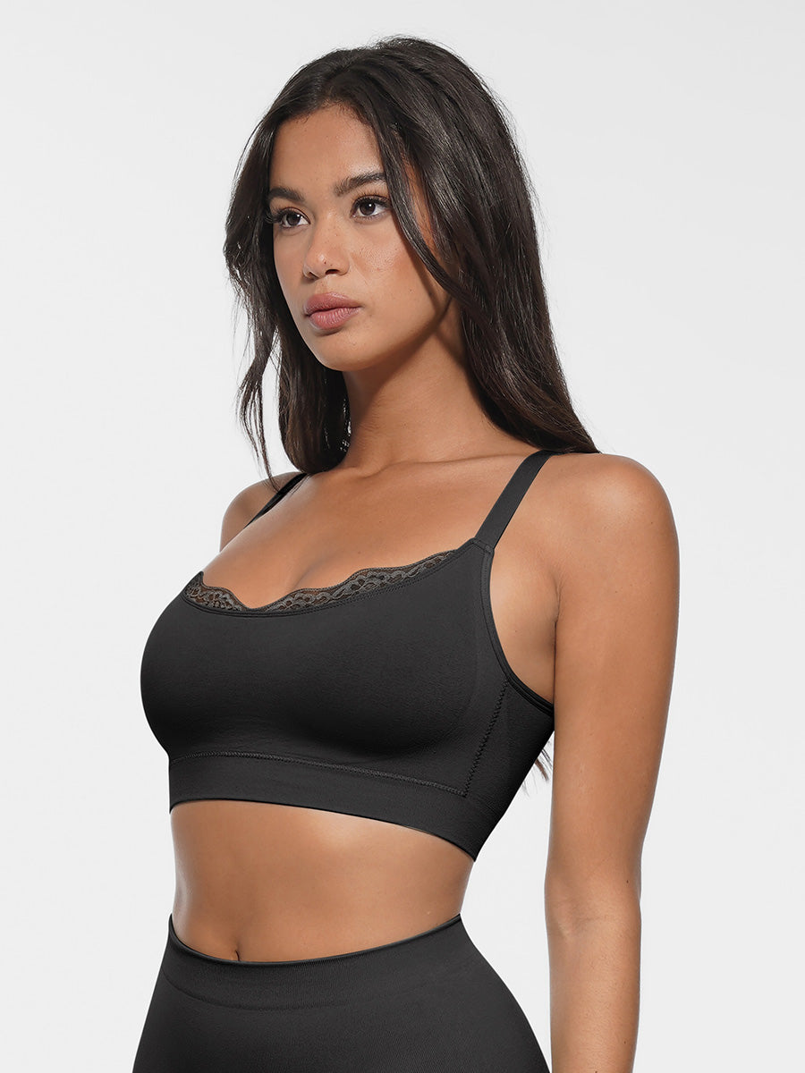 Scoop Neck Bralette with Smooth Back & Adjustable Straps - Auxieswear