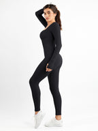 Square Neck Seamless Long Sleeve Jumpsuit