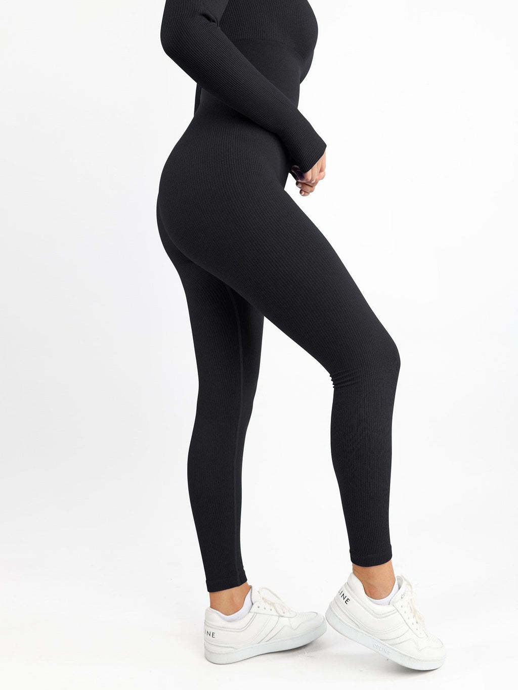 Square Neck Seamless Long Sleeve Jumpsuit - Auxieswear