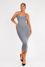 V-Neck Body Shaping Midi Dress