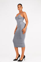 V-Neck Body Shaping Midi Dress