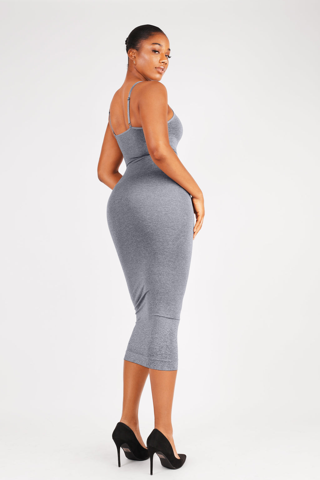 V-Neck Body Shaping Midi Dress - Auxieswear