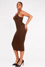 V-Neck Body Shaping Midi Dress