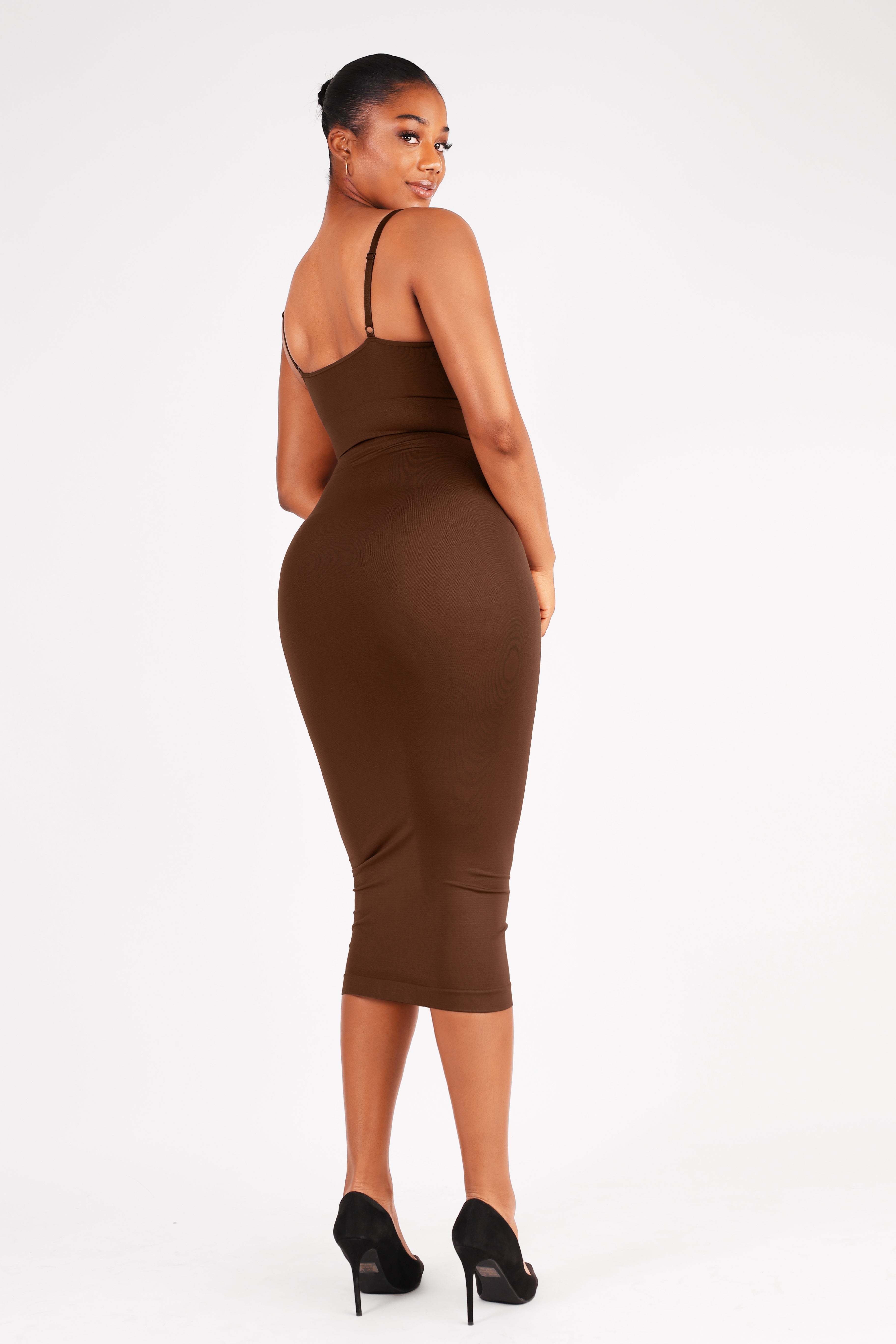 V-Neck Body Shaping Midi Dress