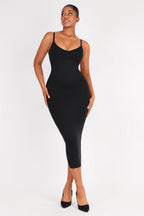 V-Neck Body Shaping Midi Dress