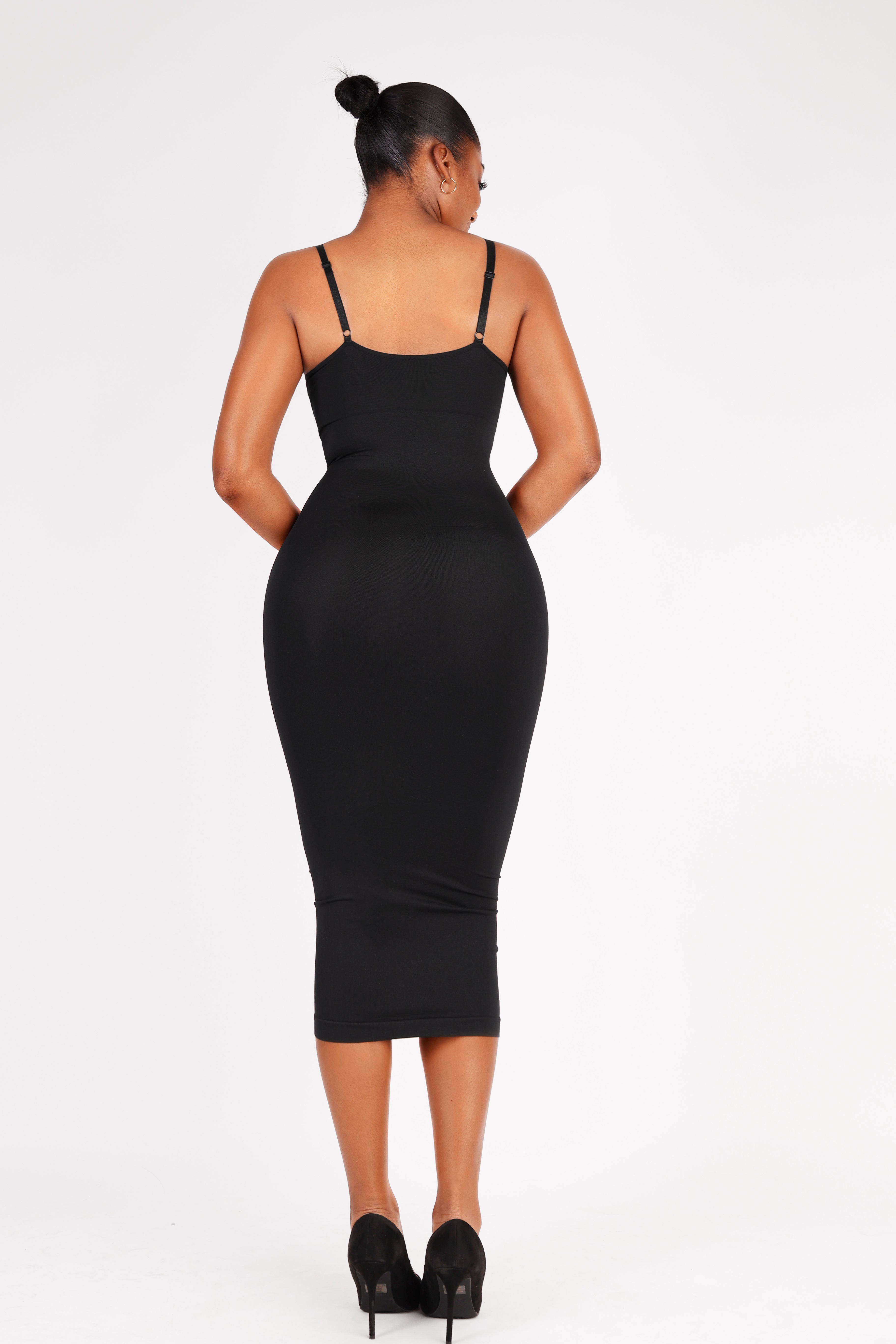 V-Neck Body Shaping Midi Dress