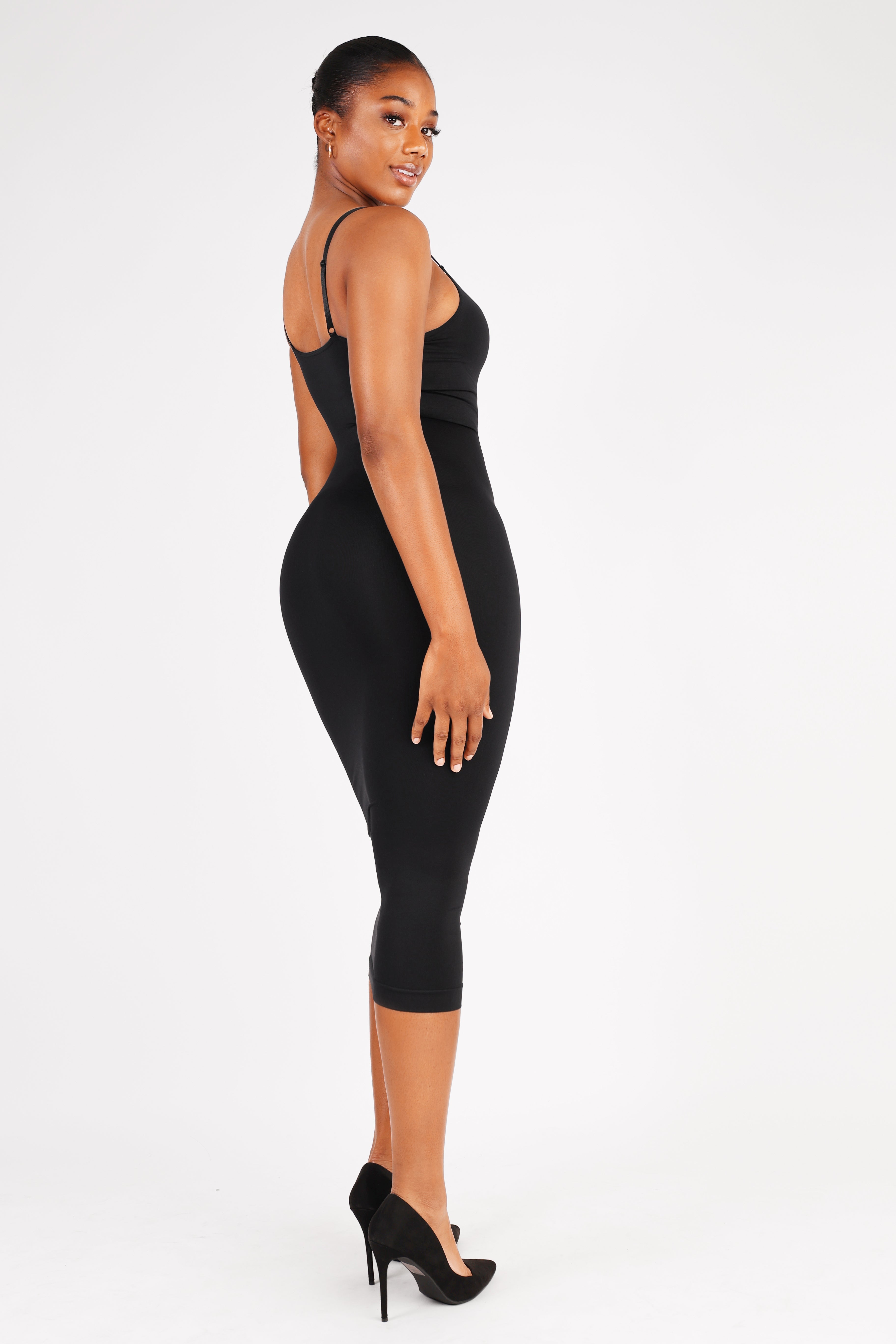 V-Neck Body Shaping Midi Dress