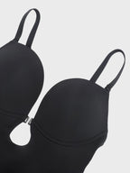 Deep V-shaped neckline Mid-Thigh Body Shaper