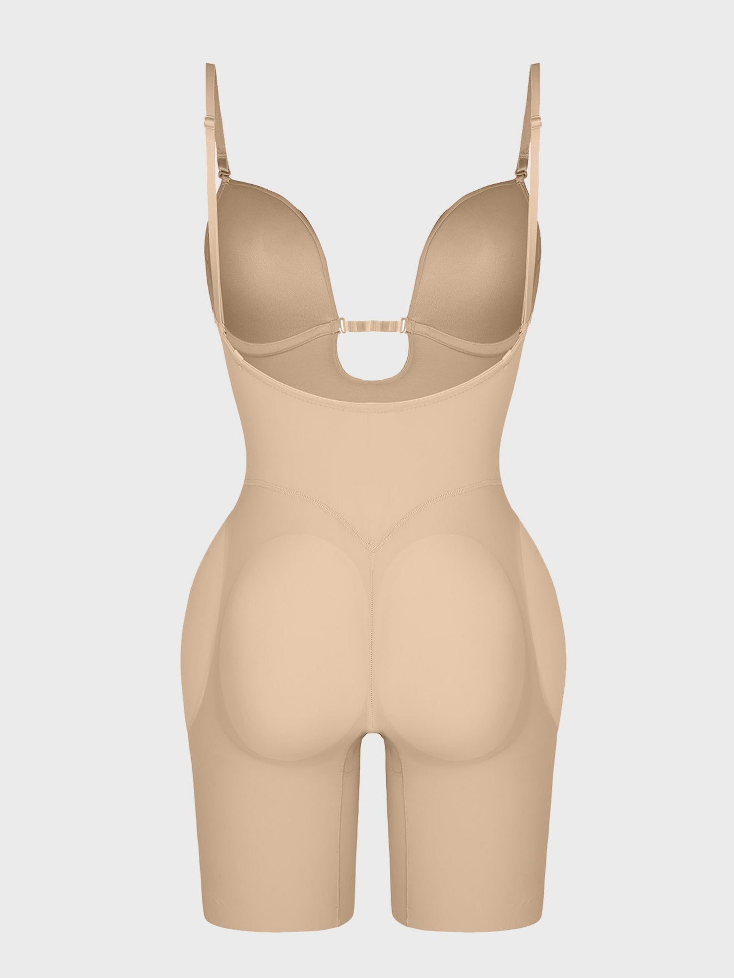 Deep V-shaped neckline Mid-Thigh Body Shaper - Auxieswear