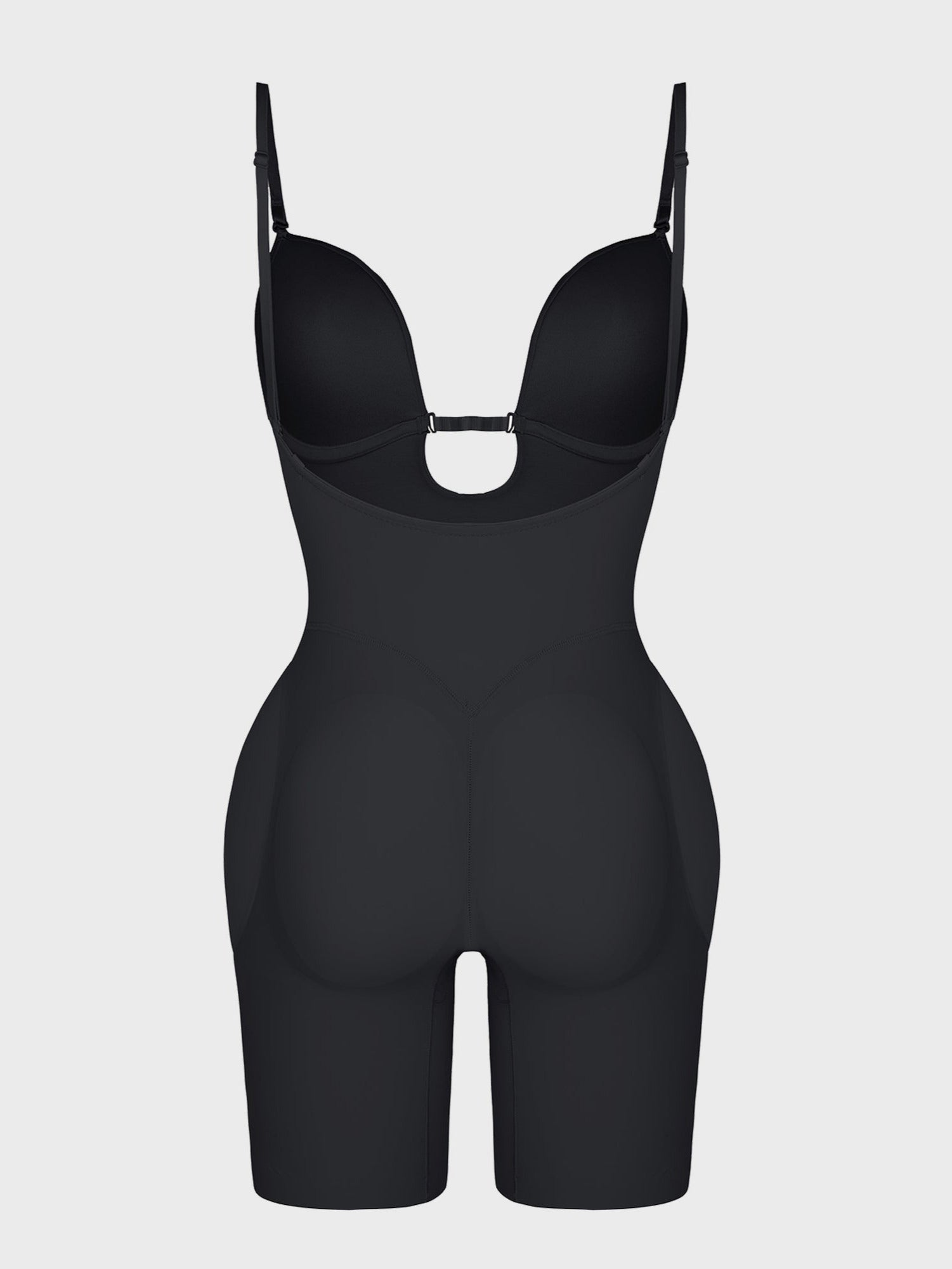 Deep V-shaped neckline Mid-Thigh Body Shaper