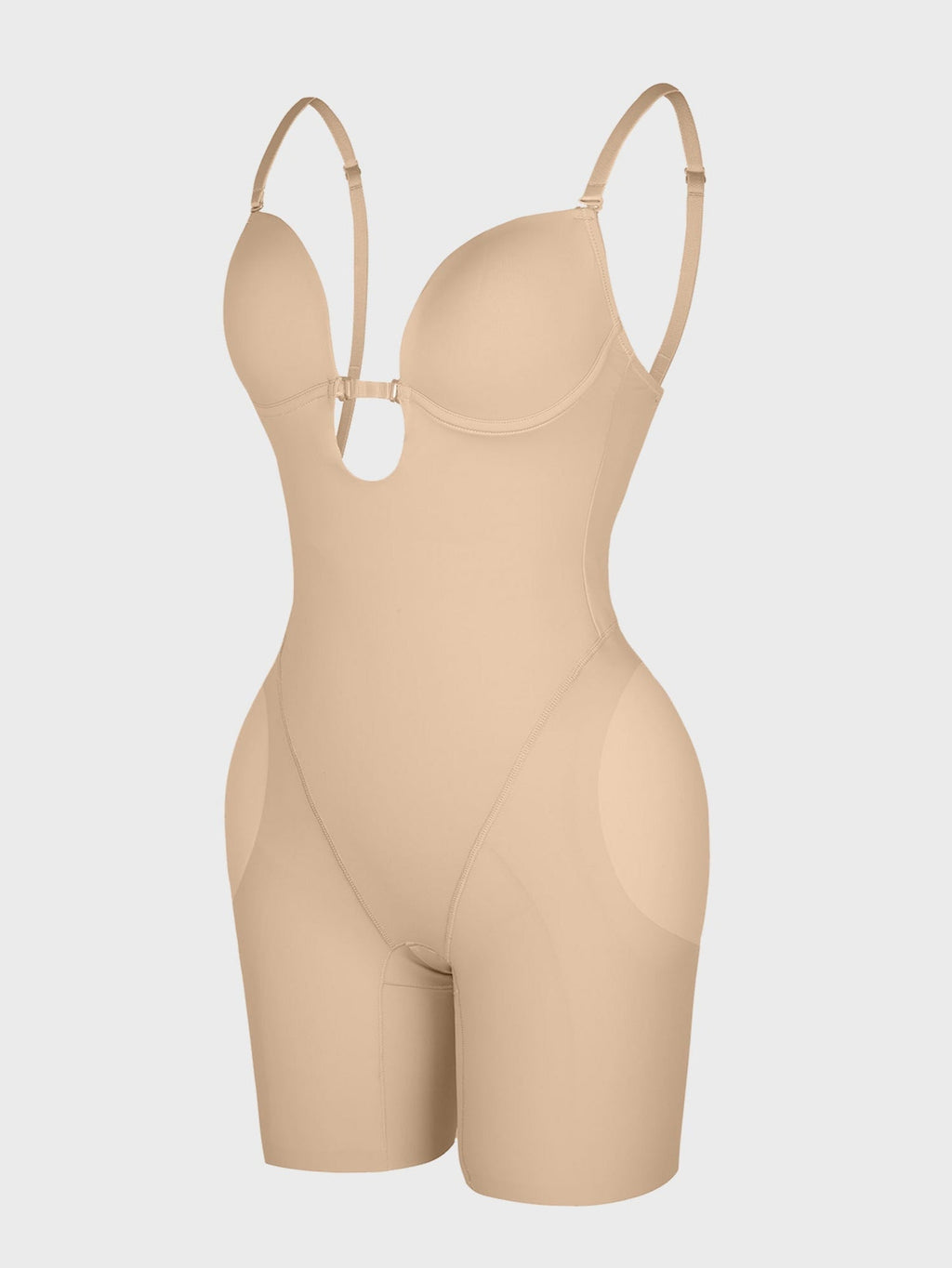 Deep V-shaped neckline Mid-Thigh Body Shaper - Auxieswear