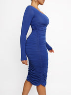 Square-neck Long-sleeve Shaping Dress