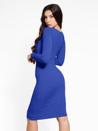 Retro Square Neck Waist Control Dress With Removable Bra Pads