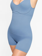 V-Neck Body Contouring Romper with Built-In Wireless Bra