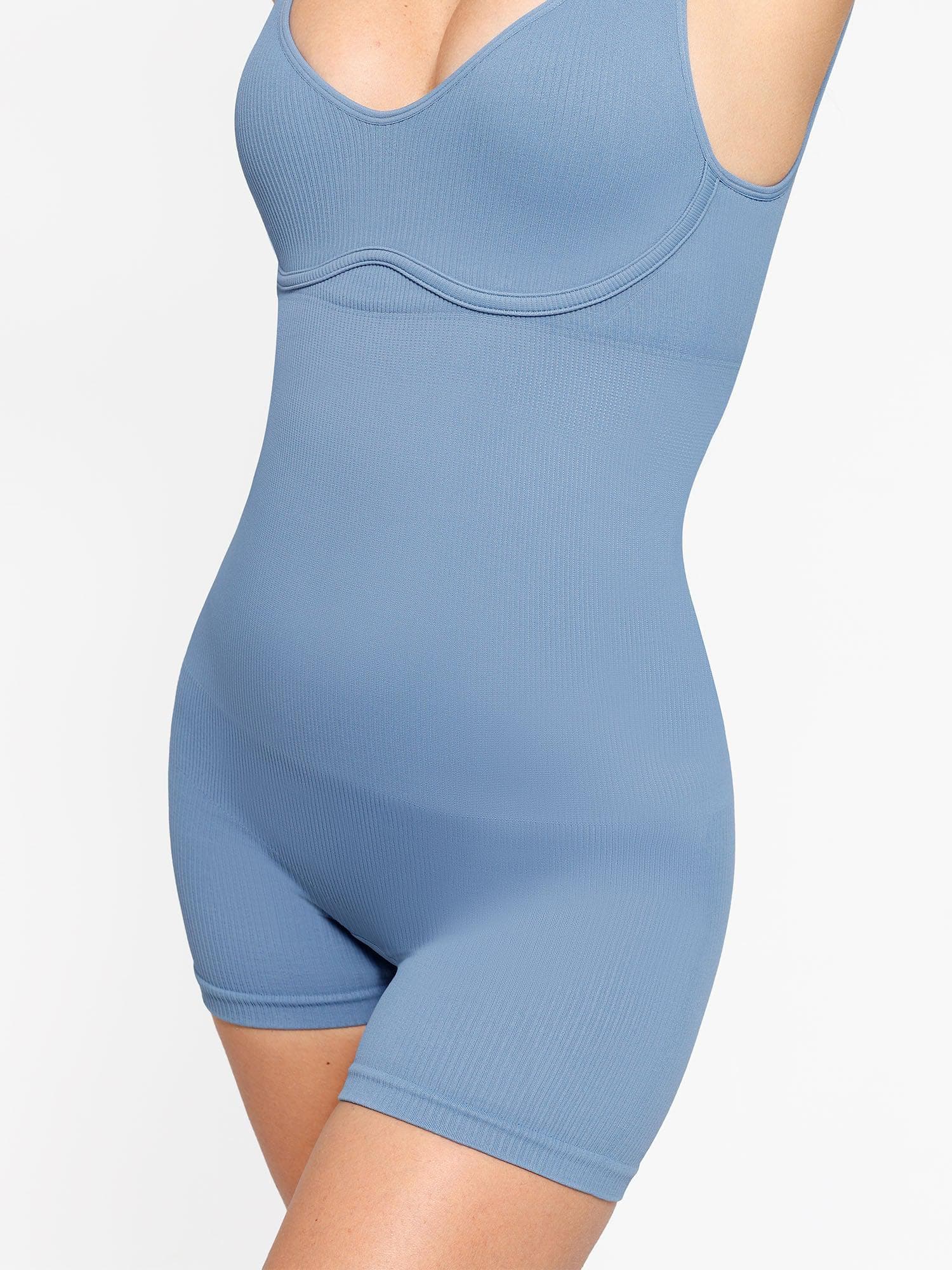 V-Neck Body Contouring Romper with Built-In Wireless Bra