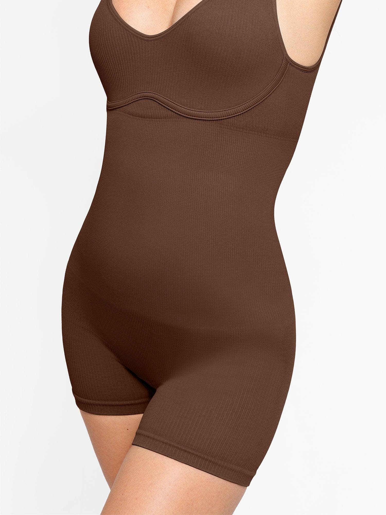 V-Neck Body Contouring Ribbed Romper - Auxieswear
