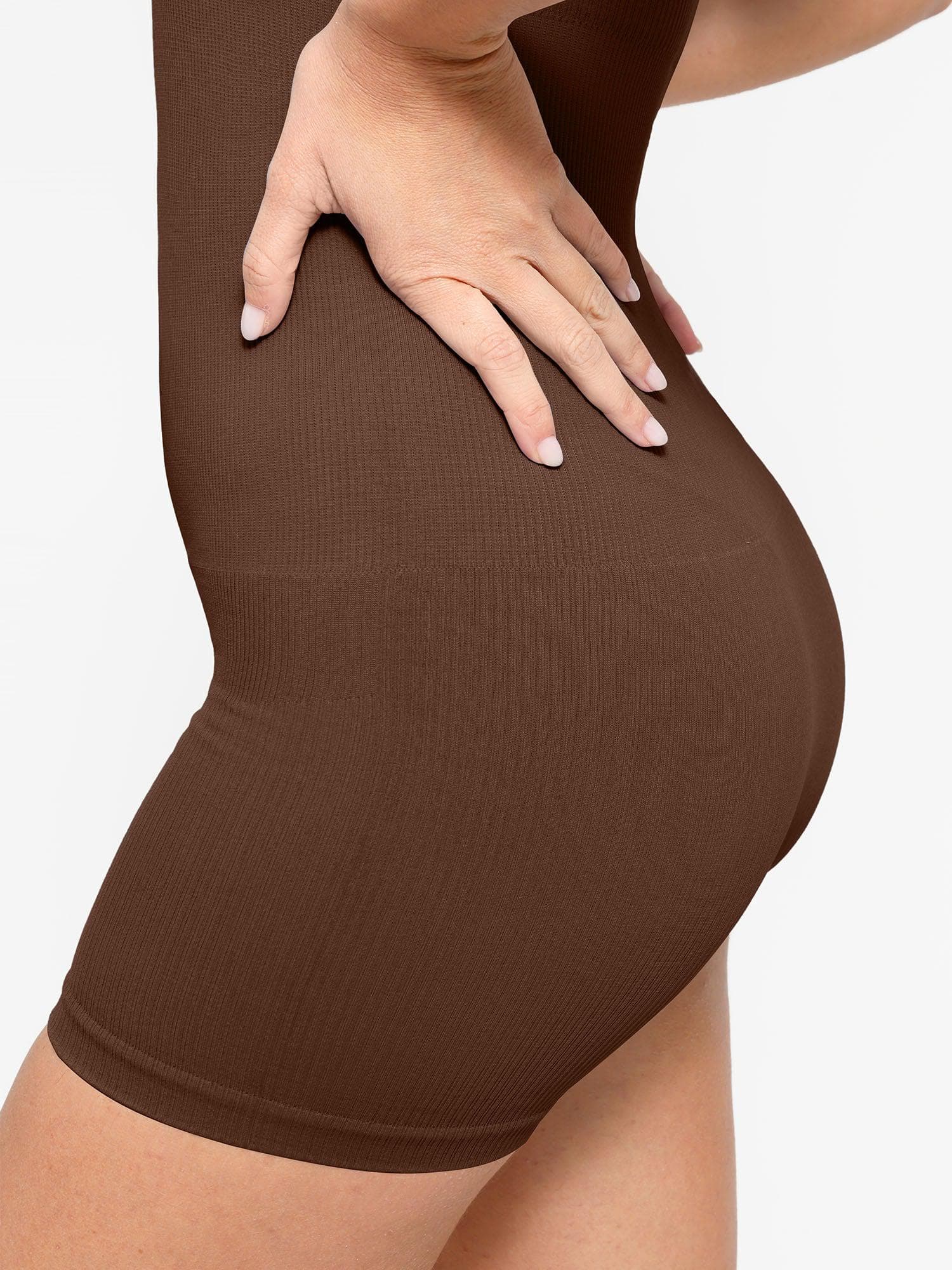 V-Neck Body Contouring Romper with Built-In Wireless Bra