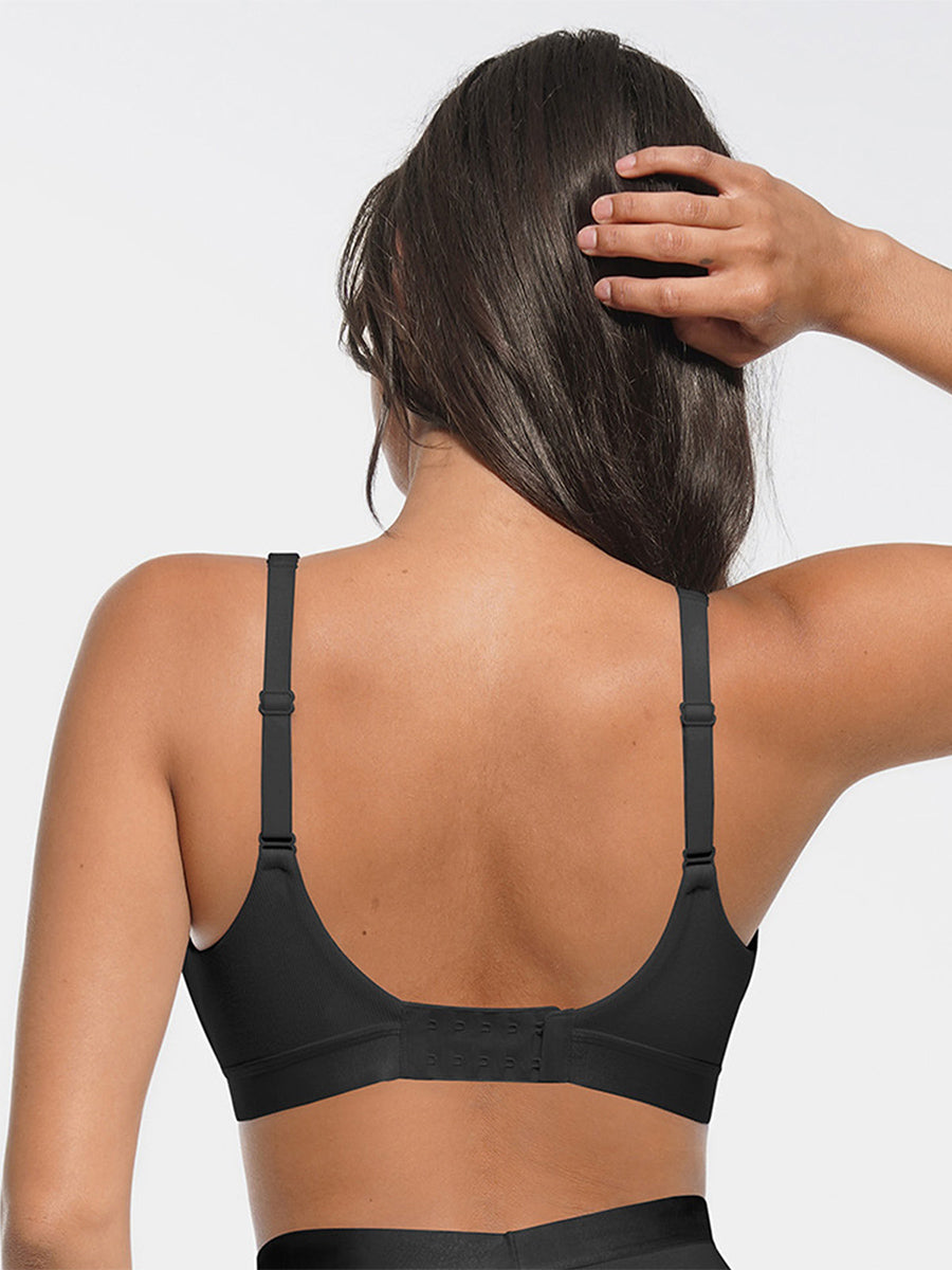 Deep V-Neck Ribbed Bralette with Removable Pads