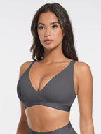 Deep V-Neck Ribbed Bralette with Removable Pads