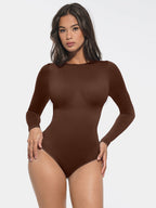 Long Sleeve Round Collar Waist Shaping Bodysuit