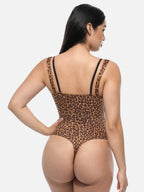 Lace V-neck Waist & Abdomen Shaping Thong Bodysuit