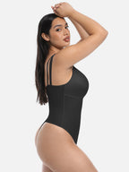 Lace V-neck Waist & Abdomen Shaping Thong Bodysuit