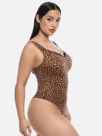 Lace V-neck Waist & Abdomen Shaping Thong Bodysuit
