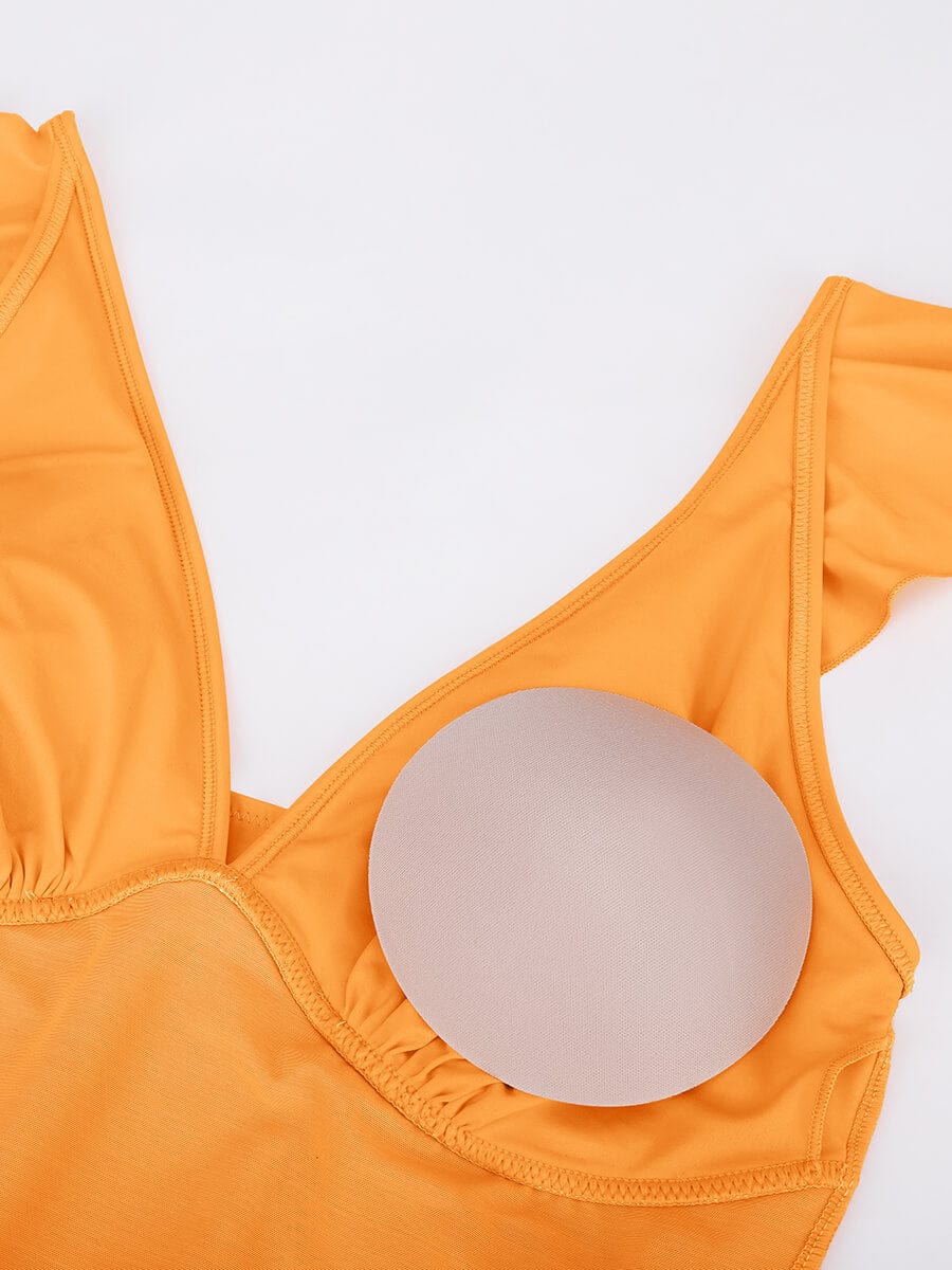 Tummy Control Ruffled V-Neck One Piece Swimsuit - Auxieswear
