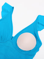 Tummy Control Ruffled V-Neck One Piece Swimsuit