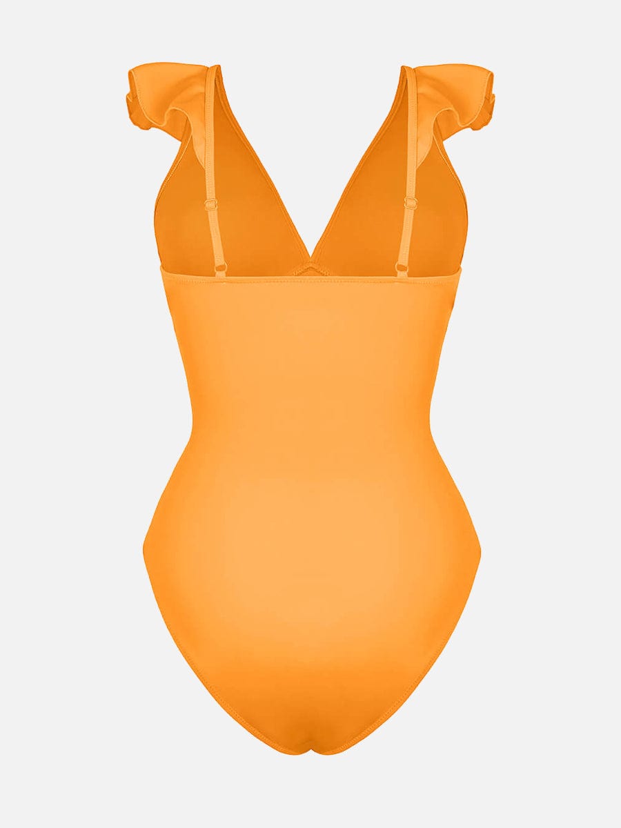 Tummy Control Ruffled V-Neck One Piece Swimsuit - Auxieswear