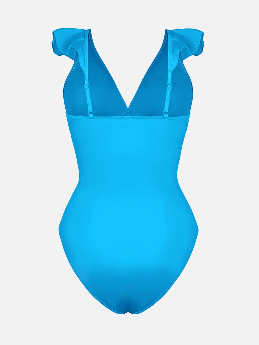 Tummy Control Ruffled V-Neck One Piece Swimsuit